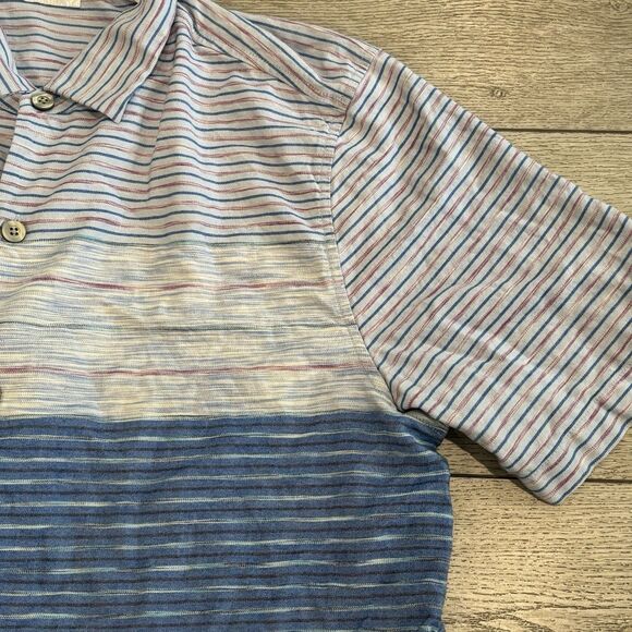 Tommy Bahama 100% Silk Camp Shirt Mens Large Blue Striped Casual Button Down - Picture 3 of 7